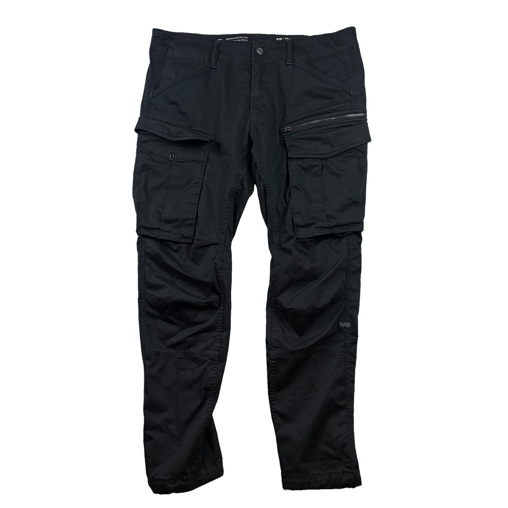 G Star Raw Pants Mens 38x32 Black Rovic Zip 3D Tapered Cargo Paratrooper Utility